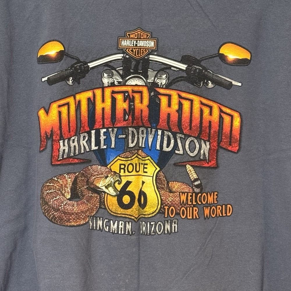 Harley Davidson T Shirt Mens Size 2XL Blue Mother Road Kingman Arizona Route 66